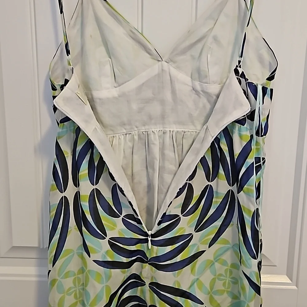 Blue and Green Print Mini Dress Size 5 - Picture 8 of 9